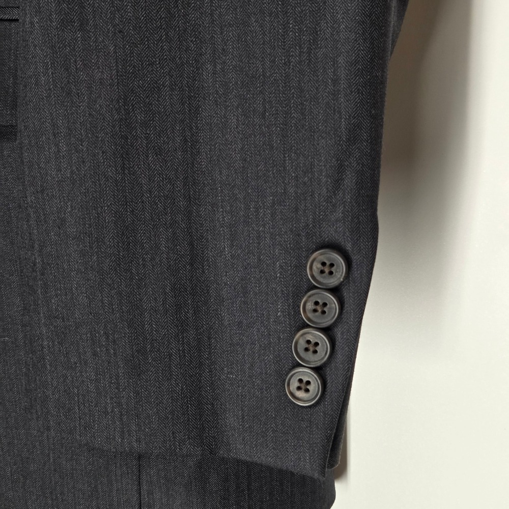 Lauren Ralph Lauren 42R 36W Charcoal Herringbone Wool Suit 2-Button Notch Lapel - Picture 4 of 16
